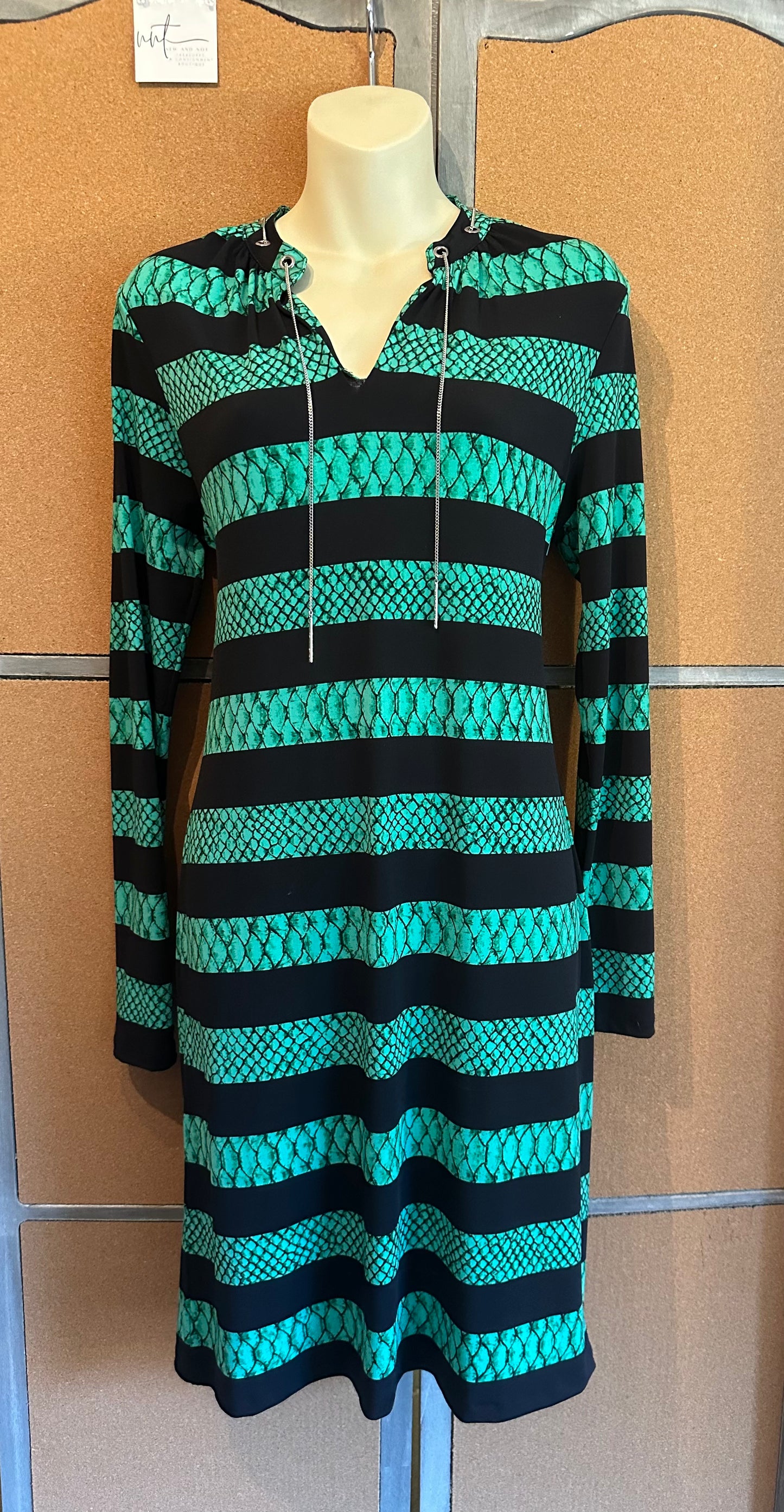 Michael Kors Green Black Snakeskin Print Tunic Dress Size M – Read Details