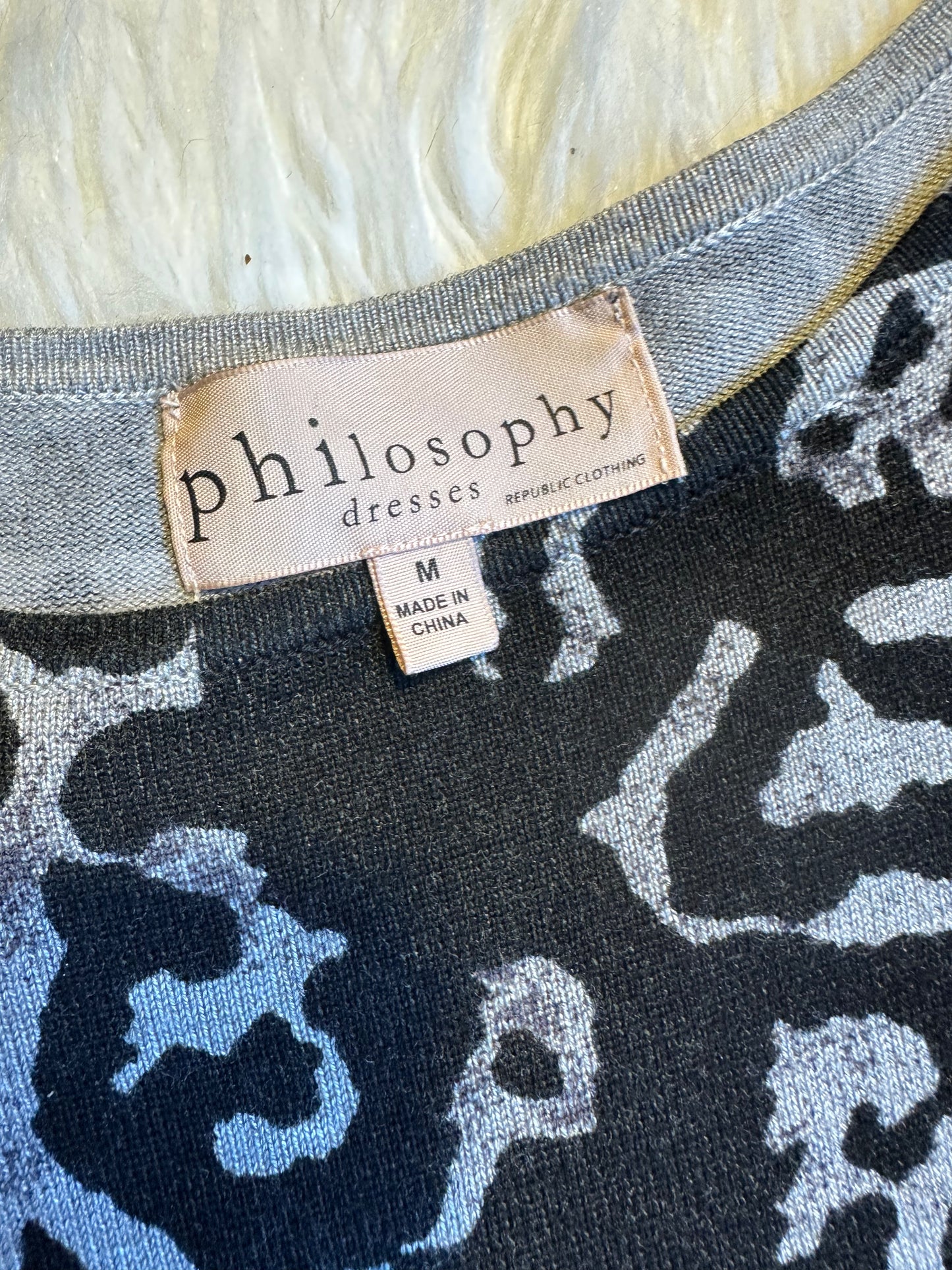 Philosophy Leopard Print Bodycon Sweater Dress Long Sleeve Knit Pullover Size MD