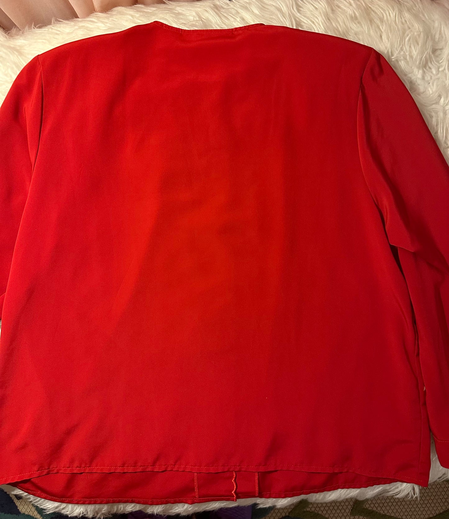 Vintage 80s Yves St. Clair Red Embroidered Blouse Long Sleeve Size 20W Holiday