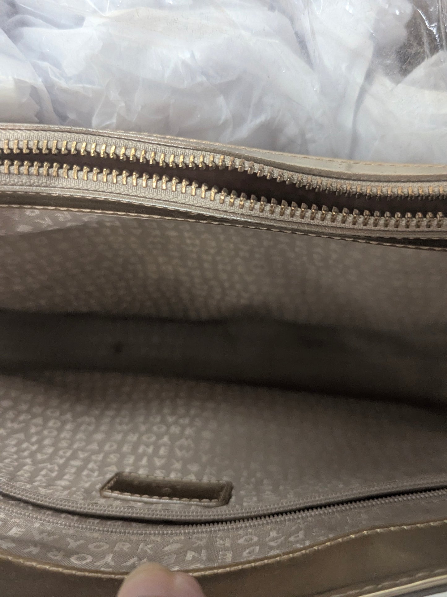 Kate Spade Quinn Beale Street Metallic Gold Embossed Tote Bag Handbag Purse