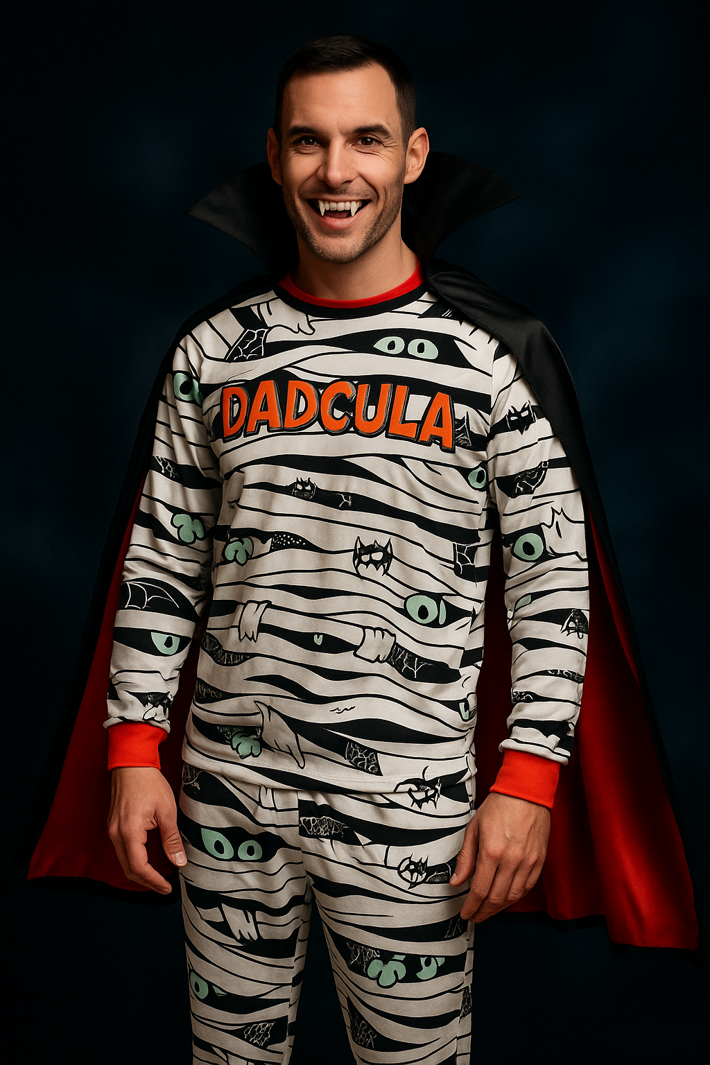 Men’s Halloween Pajama Set “Dadcula” | Size Large | Glow-in-the-Dark | NWT