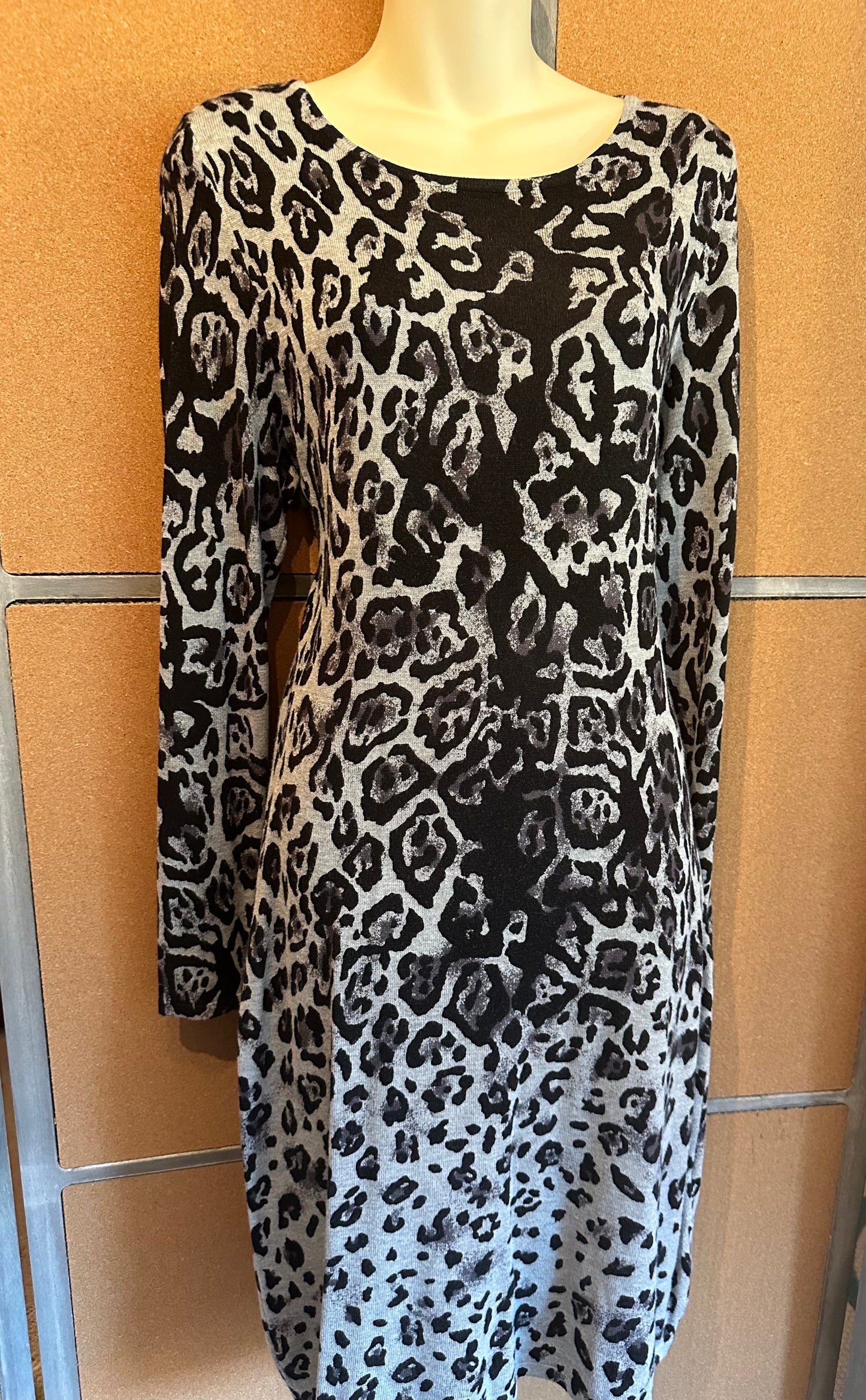 Philosophy Leopard Print Bodycon Sweater Dress Long Sleeve Knit Pullover Size MD