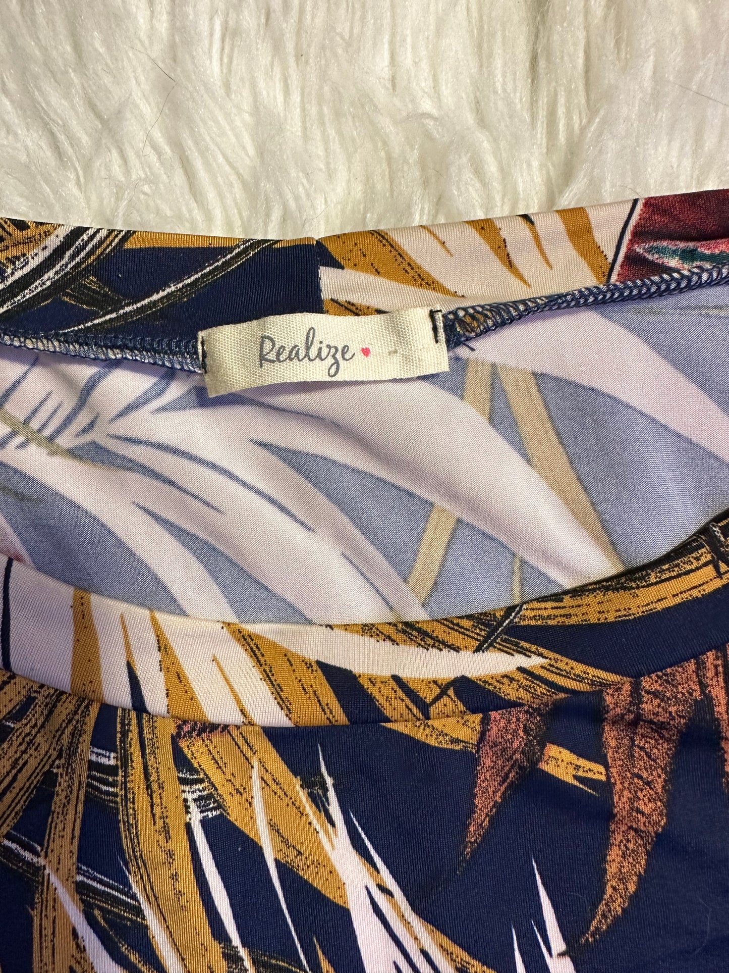 Realize 3X Boho Floral Print Dress Multicolor Stretch Tunic 3/4 Sleeve