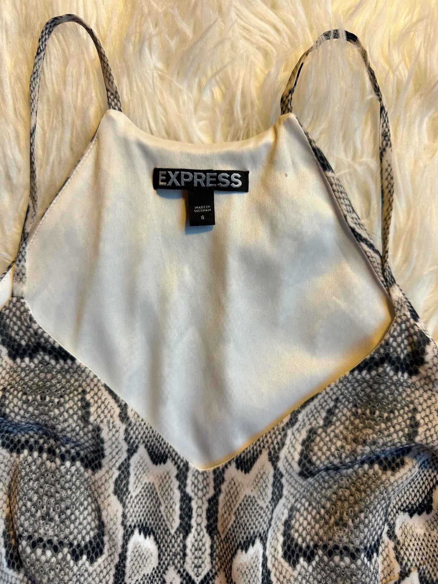 Express Python Snake Print Lined Halter Mini Dress Size 6 Side Zip Polyester