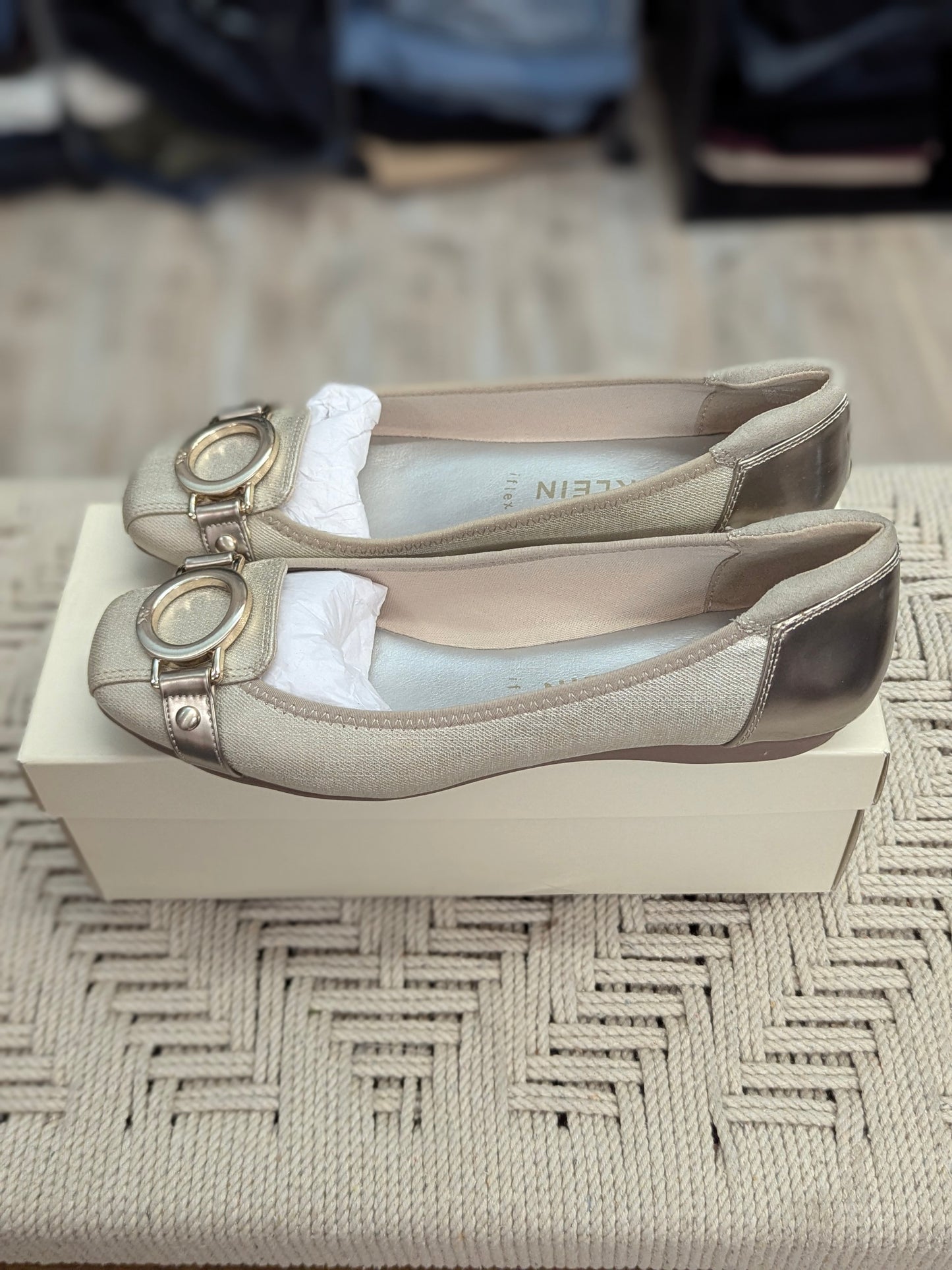 Anne Klein UMEKO Metallic Ballet Flats w/ Buckle | Size 9 | NIB | MSRP $85