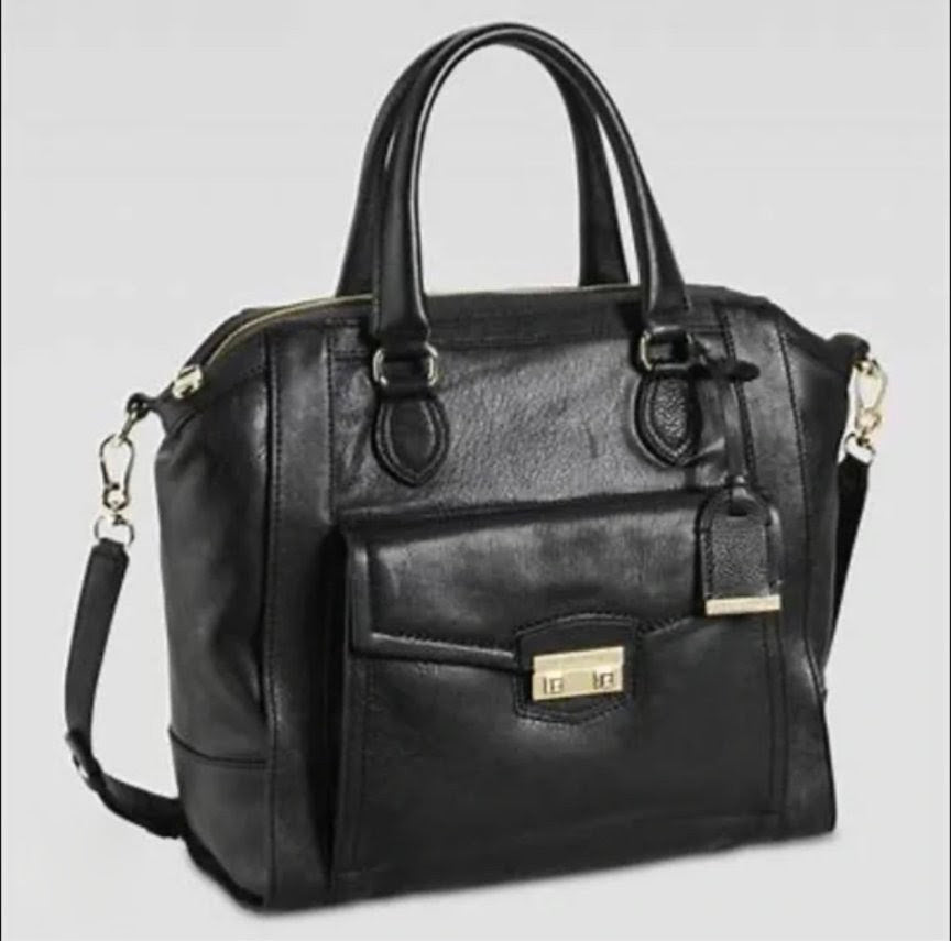 Cole Haan Zoe Structured Leather Satchel Handbag Black