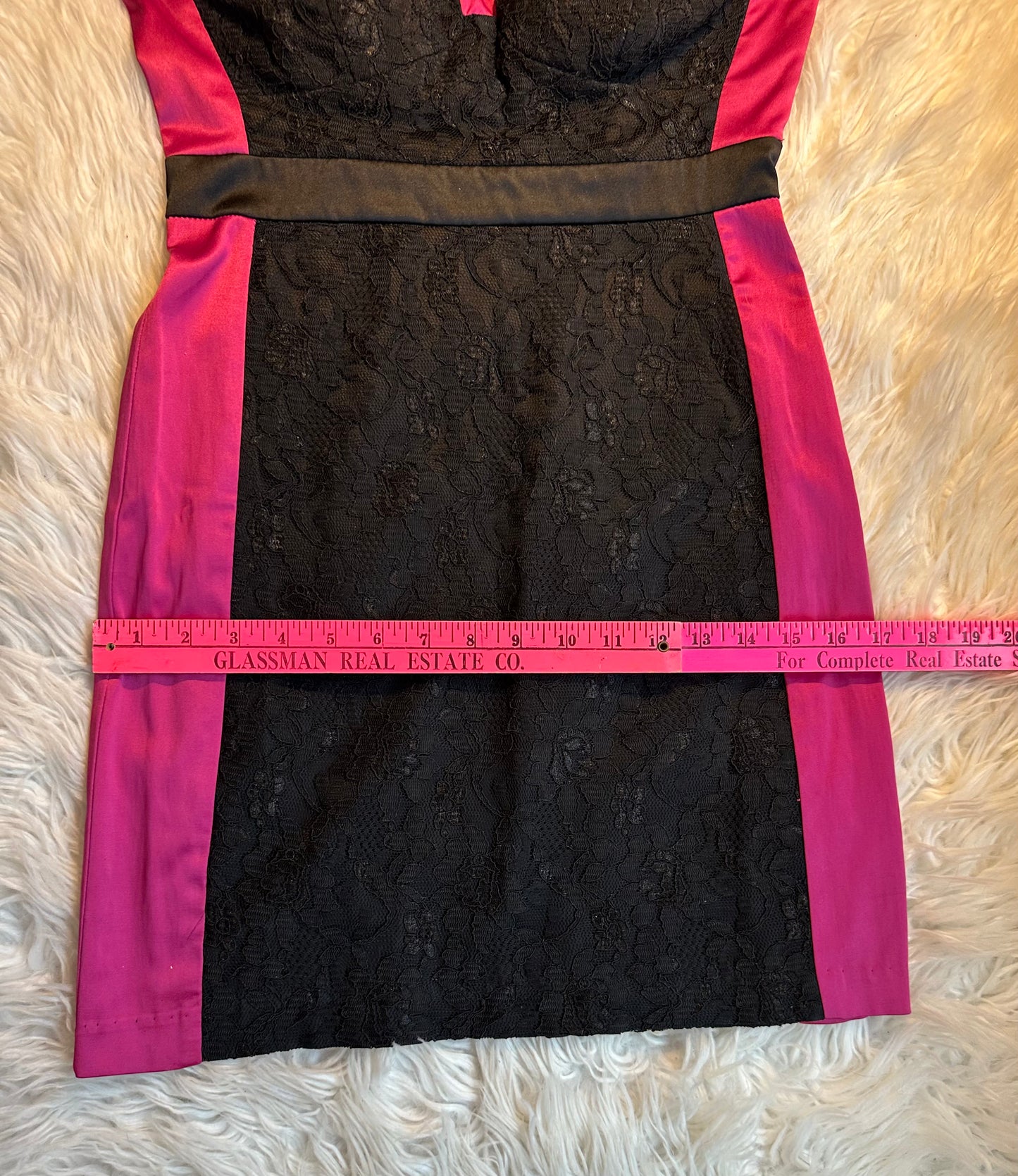Charlotte Russe Black Lace Strapless Dress w/ Pink Satin Trim – Size Medium