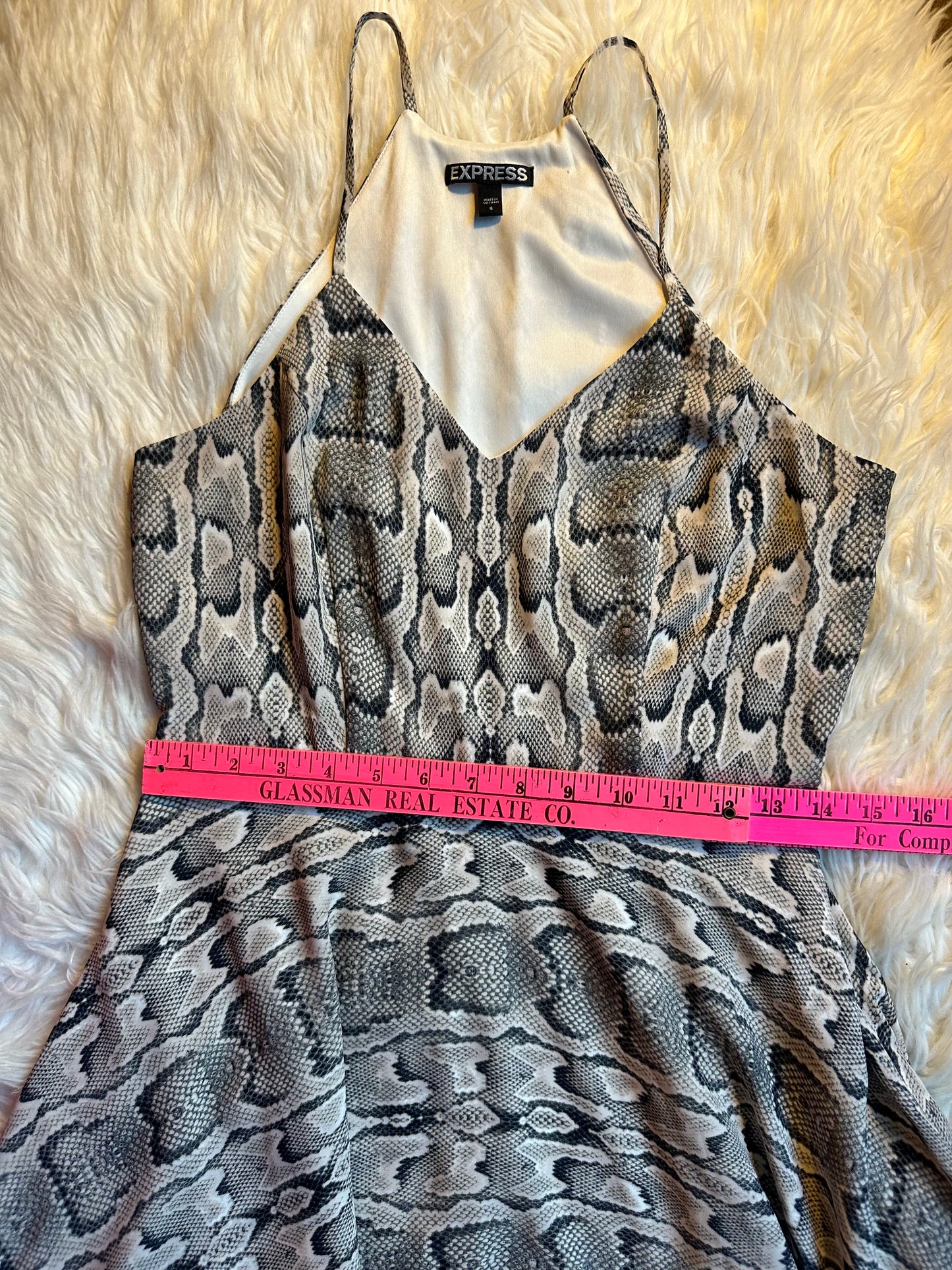 Express Python Snake Print Lined Halter Mini Dress Size 6 Side Zip Polyester