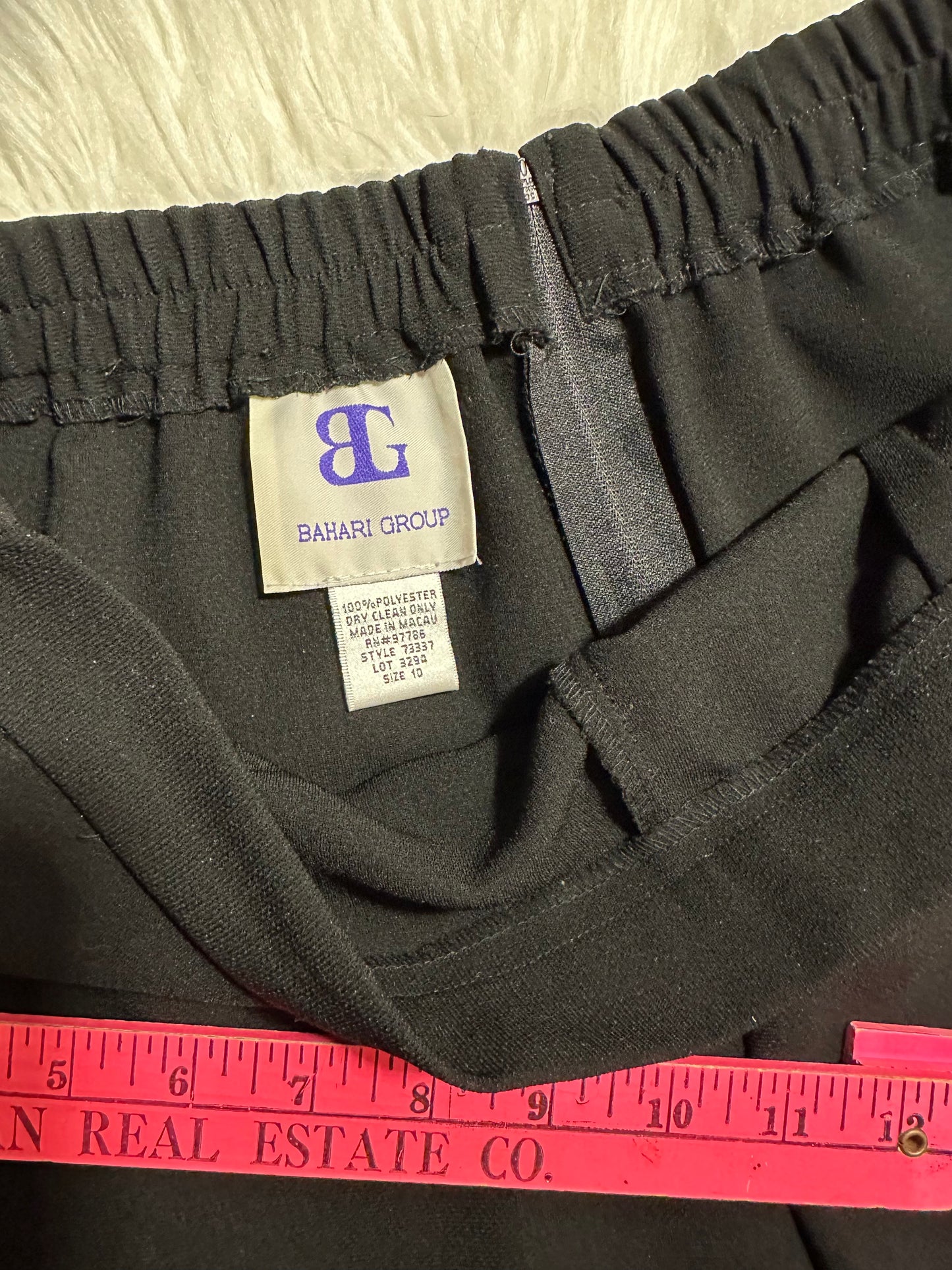 Vintage Bahari Group Black 2-Piece Suit Blazer & Pants Set Size 10 Chain Detail