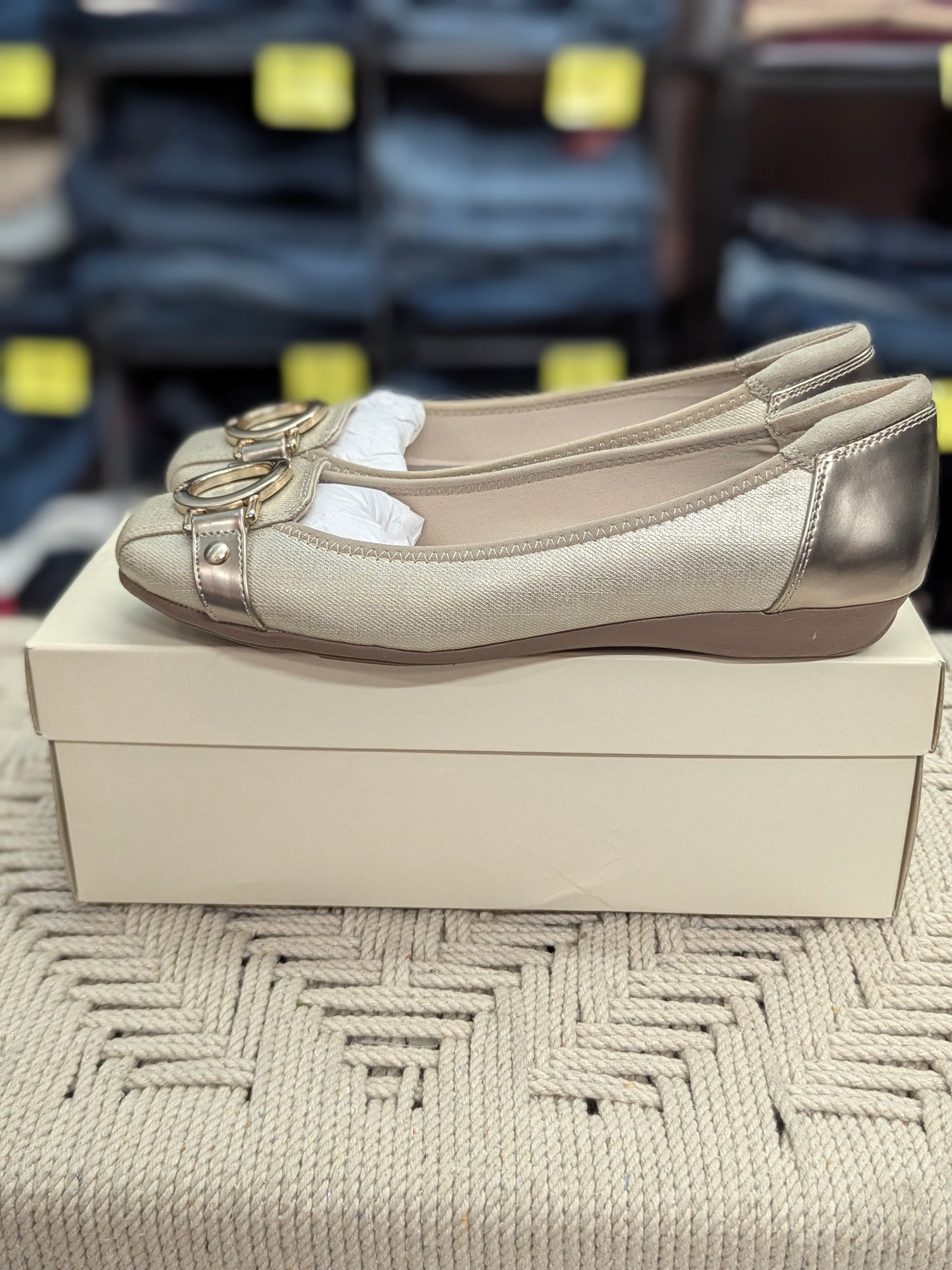 Anne Klein UMEKO Metallic Ballet Flats w/ Buckle | Size 9 | NIB | MSRP $85
