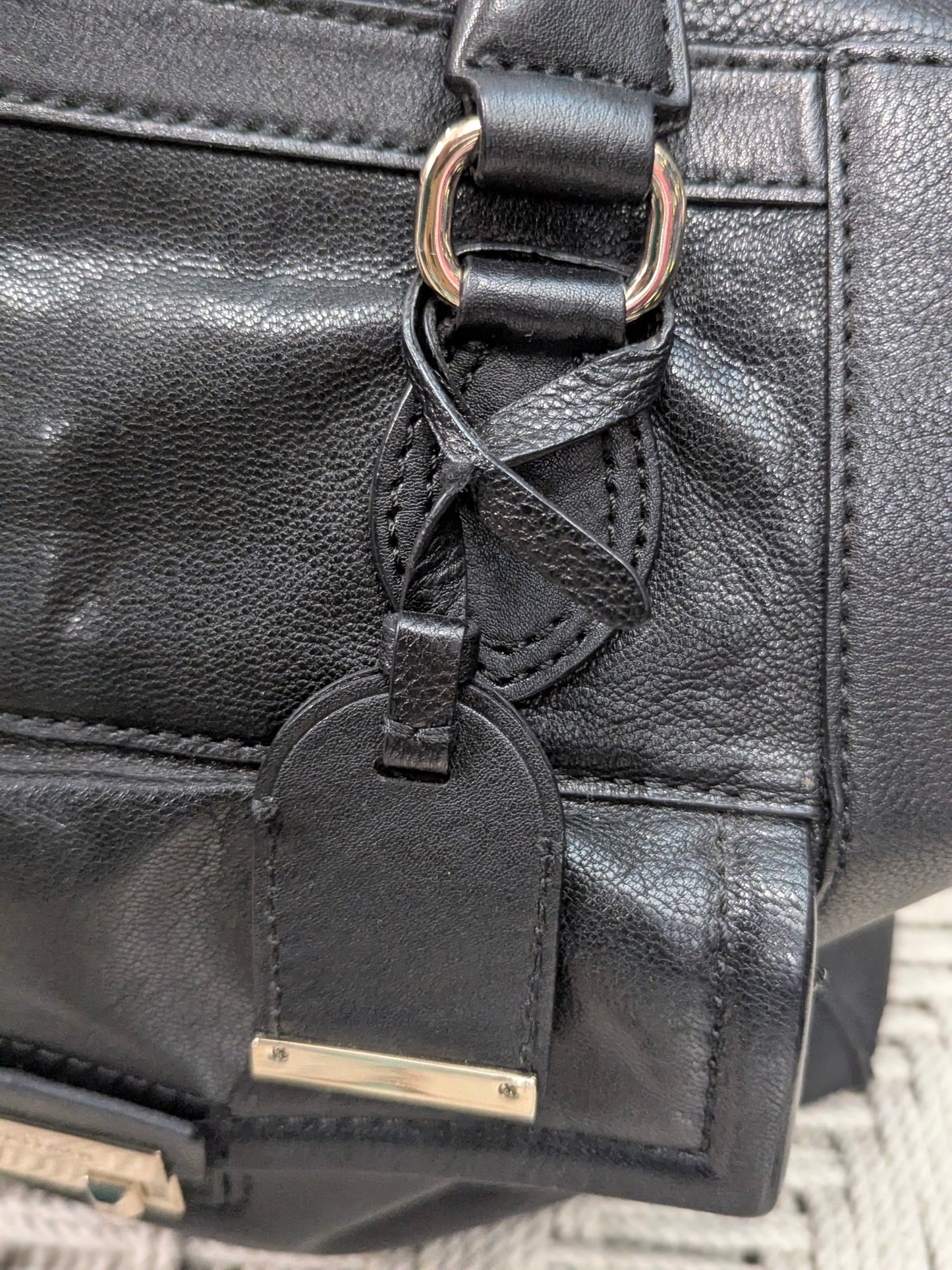 Cole Haan Zoe Structured Leather Satchel Handbag Black